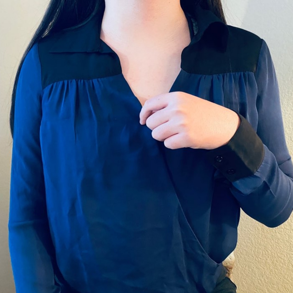 Michael Stars Navy and Black Women's Blouse